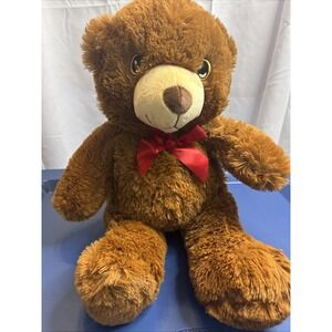 Preowned Toy Box 17 Inch Brown Plush Super Soft Teddy Bear With Red Ribbon
